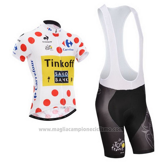 2014 Abbigliamento Ciclismo Saxobank Lider Bianco e Rosso Manica Corta e Salopette